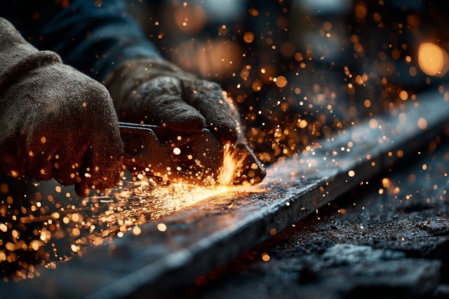 Imagen de un profesionista laborando con metales